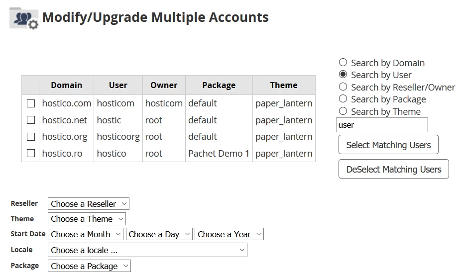 Criteri de cautare multiple accounts